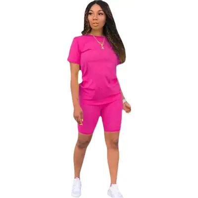 Women Cross-Border Pure Color Sports Suit Casual Two-Piece Export Suit