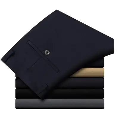 Men's Thin Straight Stretch Pants Navy Blue Summer
