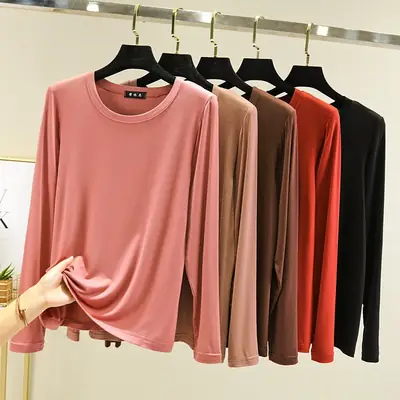 Women's White Half Collar T-Shirt Solid Color