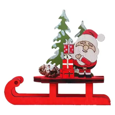 New Christmas Decor Wooden Deer Pull Cart Ornament