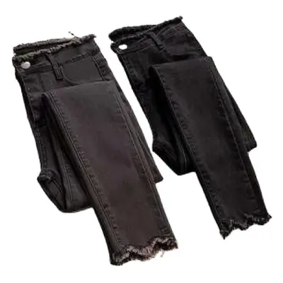 Women Black High Waist Pencil Jeans 2022 New