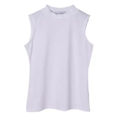 Black High-Neck Sleeveless Camisole Women 95Cotton Bottom