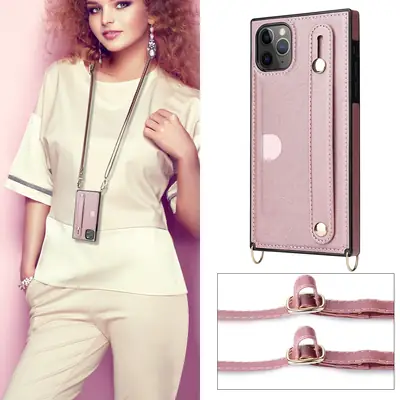 Purple Leather Crossbody Phone Case for iPhone 15