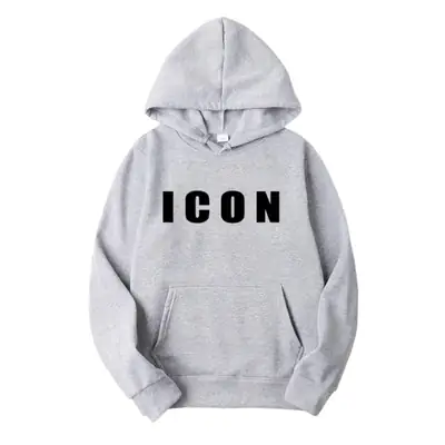 Men Red Icon Print Hoodie Winter Casual