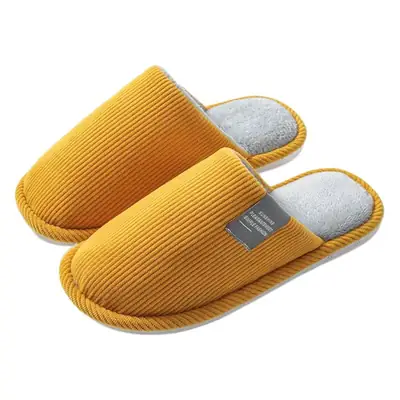 Women Woolen Slippers Yellow Warm Indoor Comfort