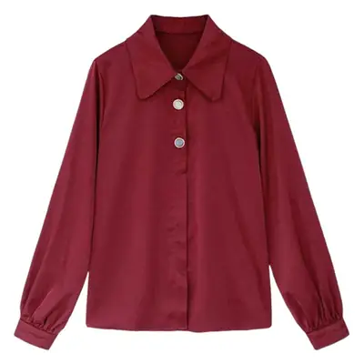 Spring Chiffon Long Sleeve Shirt White Button Down