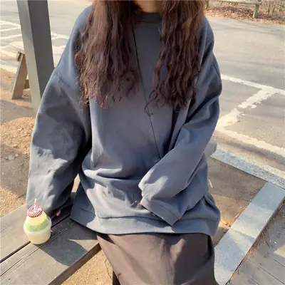 Women's Cotton Loose Sweatshirt White Spring Autumn
