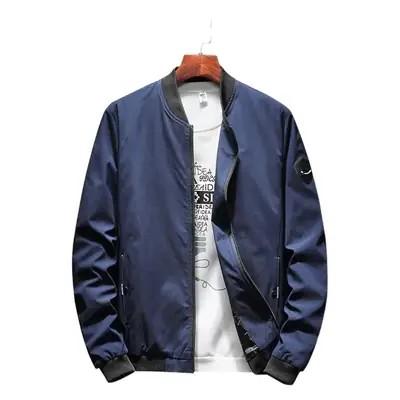 Men's Green Baseball Collar Jacket Solid Color Youth Casual Coat