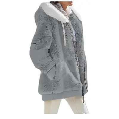 Purple Faux Fur Hooded Jacket for Women 2025 Winter