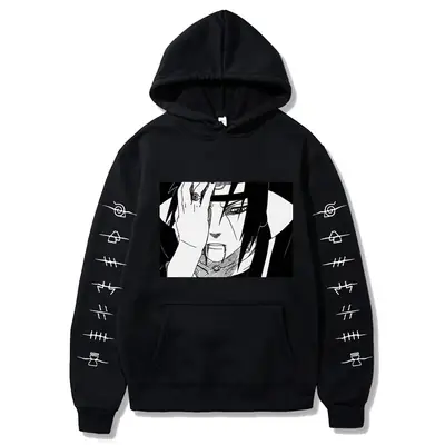 Naruto Sasuke Printed Velvet Hoodie for Men Women