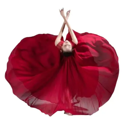 Elegant Classical Dance Suit Women Black Large Swing Skirt
