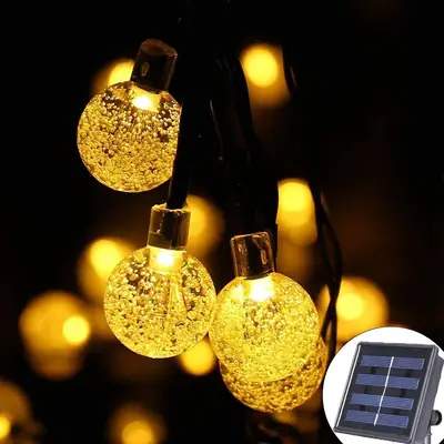 Solar LED Bubble String Lights for Outdoor Use