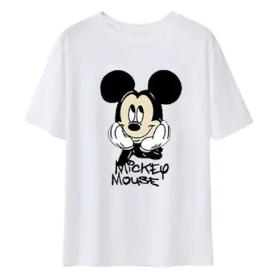 Women Printed Mickey Mouse T-Shirt White Short Sleeve Spring Summer