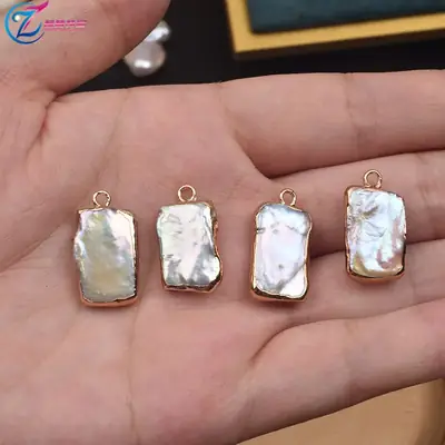 Natural Pearl Pendant Set with Gold Plated Edge