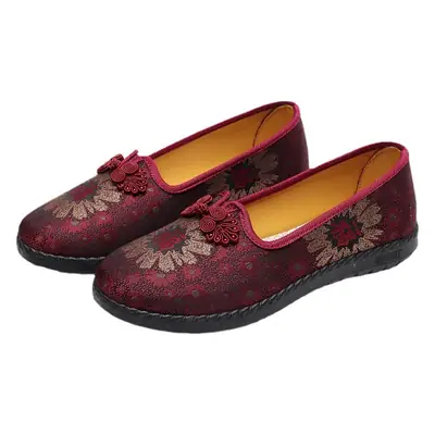 Women's Maroon Embroidered Knot Shoes Large 42
