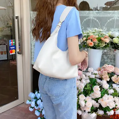 2025 Korean Style Women's Baguette Bag Milk Tea Color