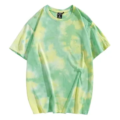Men Tie-Dye Short Sleeve T-Shirt Brown White 2023