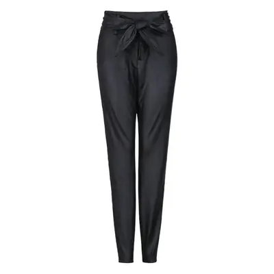 Women Skinny Slim Blue PU Leather Pants with Belt