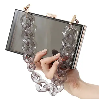 Yellow Acrylic Chain Crossbody Bag for Women