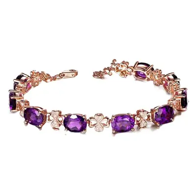 Heart Amethyst Clover Bracelet with Rose Gold Design