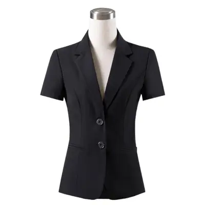 Women's Black Short-Sleeve Office Suit with Skirt