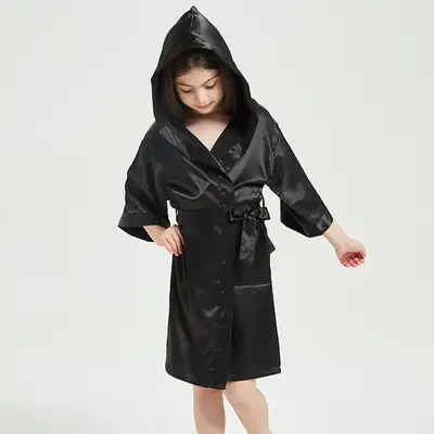Children's Red Hooded Bathrobe with Hood