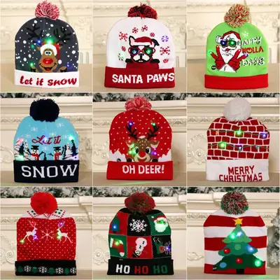 New Cross-Border Christmas Knitted Wool Hats for Adults & Kids