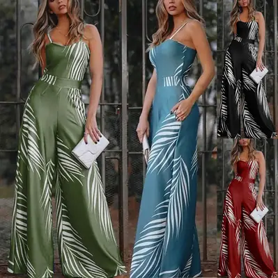 Green Zebra Print High Waist Pants Set for Women