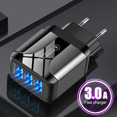 QC3.0 Fast Charging Charger 5V9V12V LED Travel USB