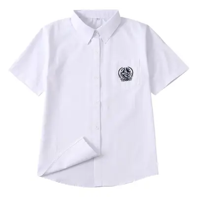 White Short-Sleeve Orthodox Embroidered Shirt for Girls