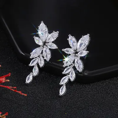 Water Drop Zircon Earrings for Women Cross Border