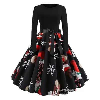 Black Digital Print Carnival Dress Skirt for Women