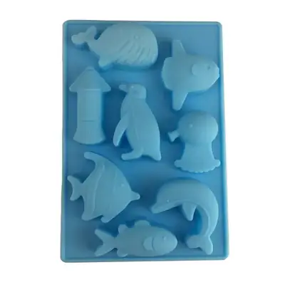 8-Connected Silicone Marine Life Cake Mold Blue