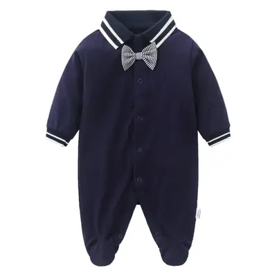 White Baby Fart-Wrapped Long Sleeve Jumpsuit for Boys