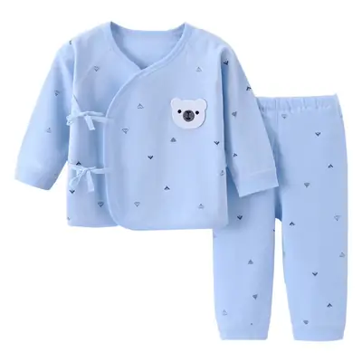 Baby Pajama Set Light Blue Pure Cotton 0-3M