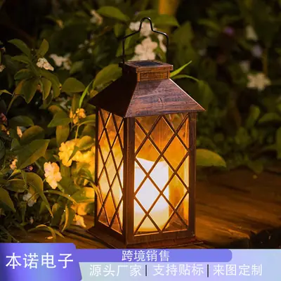 Wooden Solar Garden Lantern for Outdoor Decor