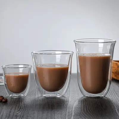 Double Layer Glass Coffee Cup High Borosilicate Transparent