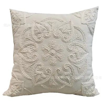 American Flower Embroidered Pillow Cushion Sofa Decor