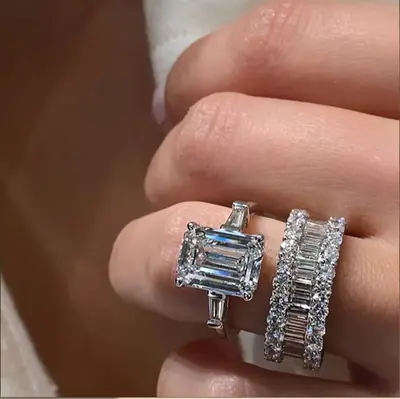 Luxury Zircon Rings for Women Engagement Wedding Jewelry 15mm