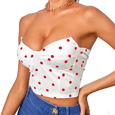 Women's Red Dot Vintage Tube Top Short Sleeve