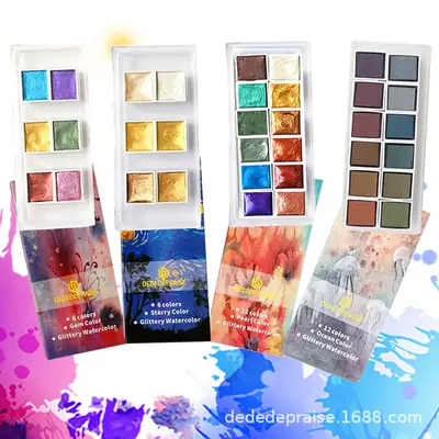 Factory supply solid pearlescent watercolor gem color starlight dark watercolor paint nail painting wholesale watercolor