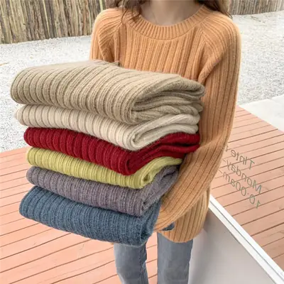 Women's Knit Pullover Sweater Brown Loose Fit 2025