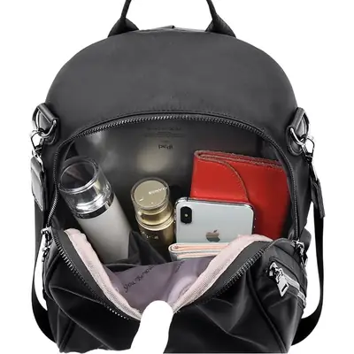 Women's 2024 Trendy Black Oxford Cloth Backpack