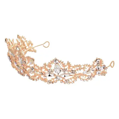 Luxury Crystal Bridal Hair Crown with Red Resin & Gold Alloy