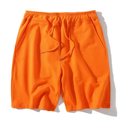 Orange Sweatpants for Men Summer Fitness Pure Cotton Terry Shorts