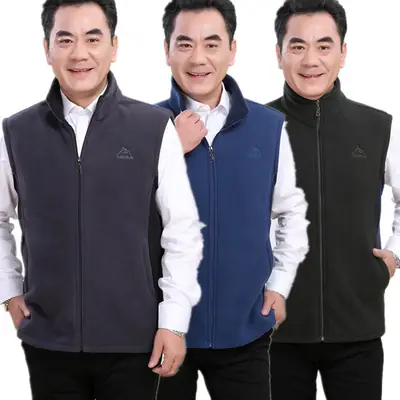 Men's Fleece Vest Dark Blue Large Winter Warm Jacket