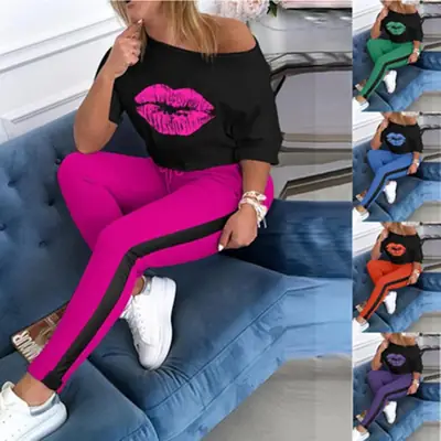 2021 Black Girls Neck Short Sleeve Pants Set