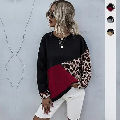 Bai Fen Zhi Yi Long Sleeve Leopard Print Sweatshirt Women