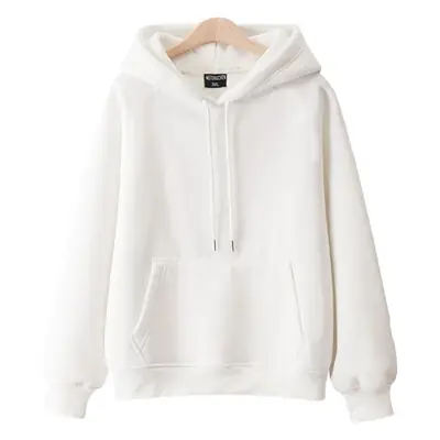 100% Cotton Hooded Pullover Solid Color Loose Fit