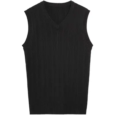 Men's V-Neck Knitted Sleeveless Vest Tan Slim Fit